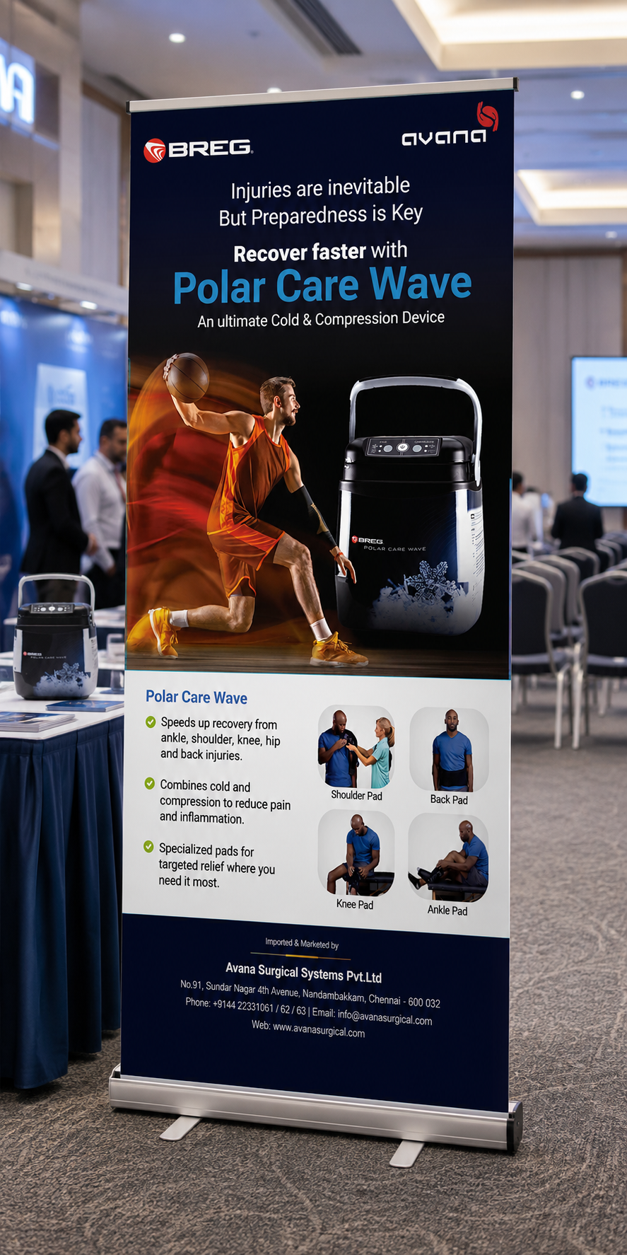 Polar Care Wave standee — athlete recovery cold compression